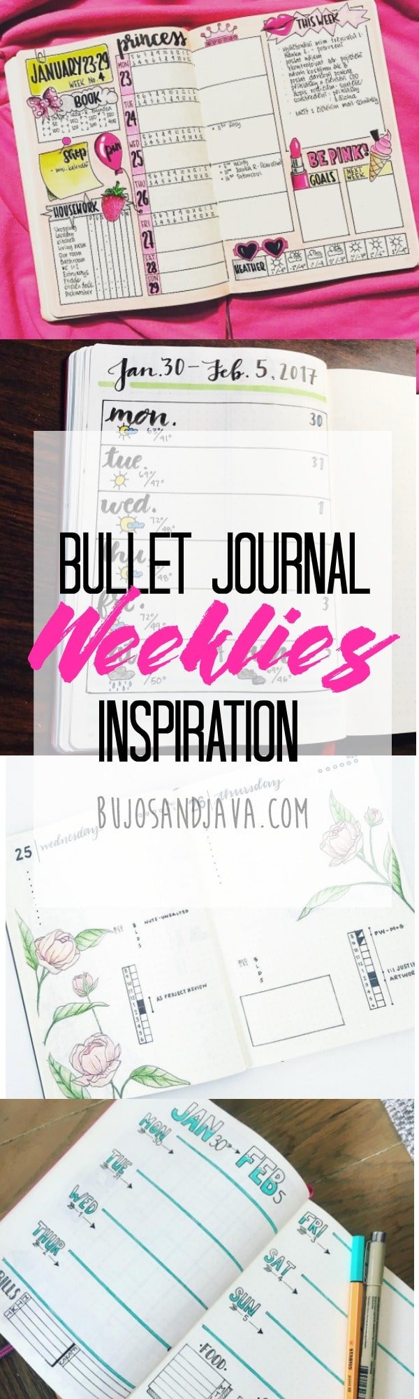 Bullet Journal Weeklies Inspiration from the most creative and talented people on Instagram. From the minimalistic layouts to full-color spreads, you will find something that will spark your creativity.