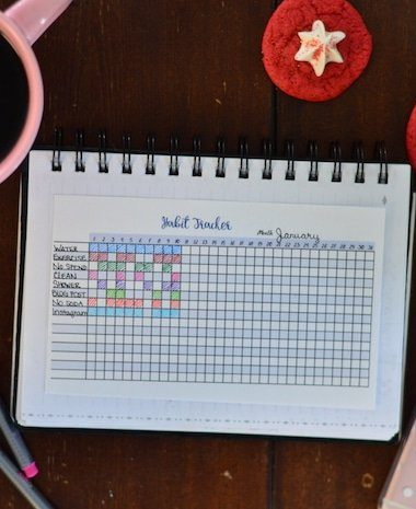 Free Printable A5 Habit Tracker. Fit's perfectly in Leuchtturm1917 and other A5 bullet journals. Three different colors available.