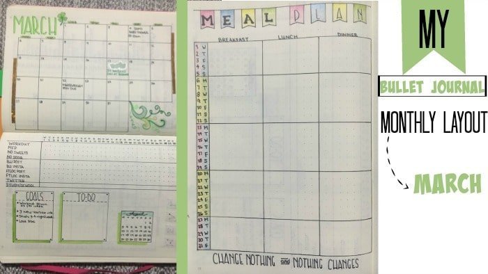 My Bullet Journal Monthly Layout for March 2017.
