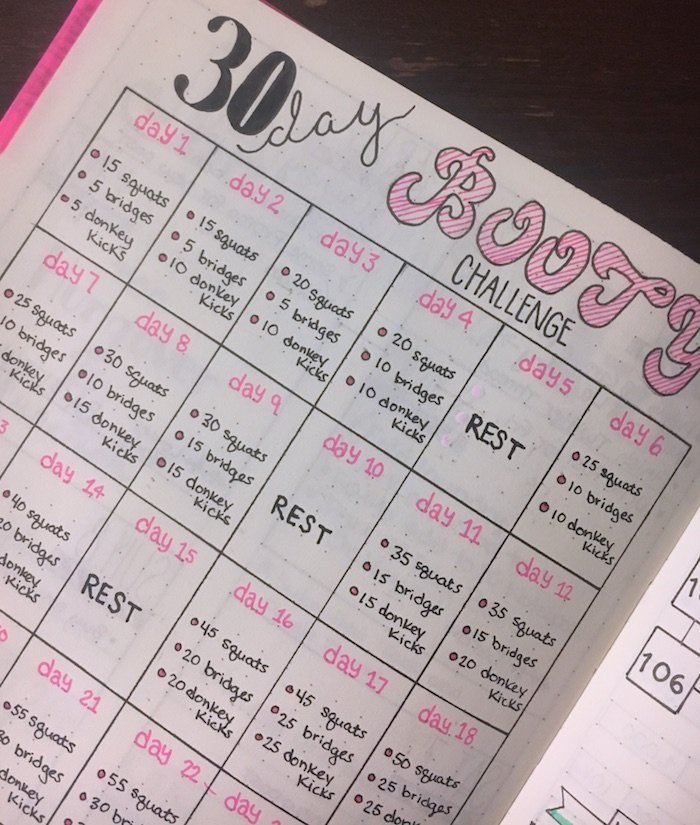 Fun fitness challenges to add to your bujo