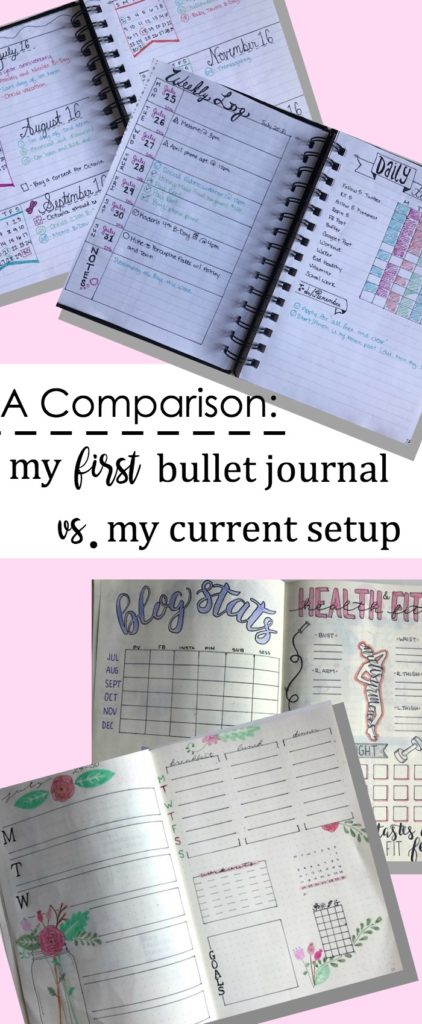 A comparison between my first bullet journal and current setup