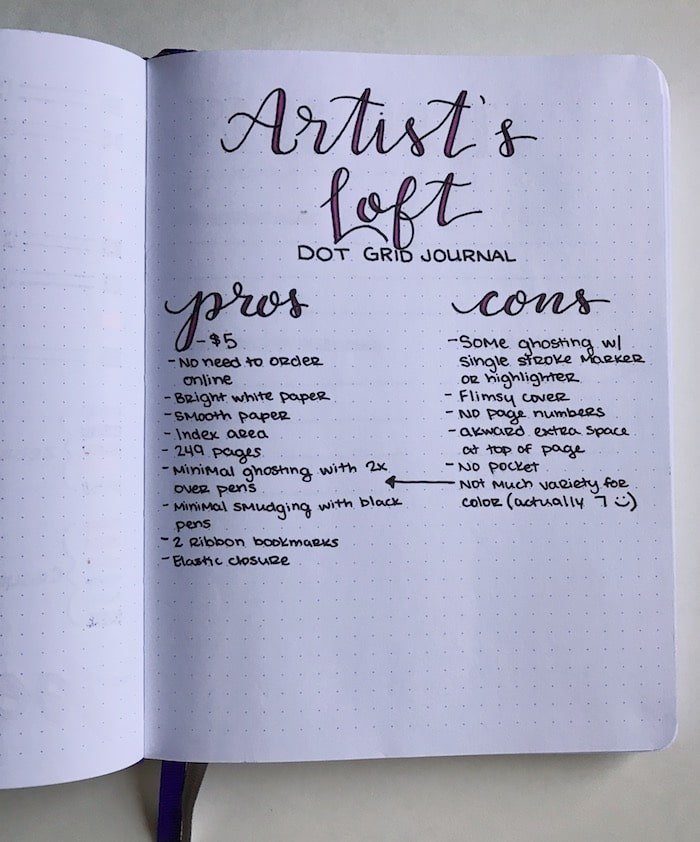 Artist's Loft Dot Grid Journal Pros and Cons
