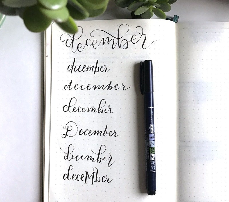 Different Styles of Brush Lettering to use in your Bullet Journal