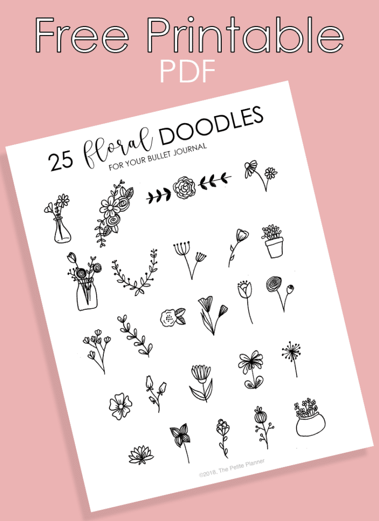 25 Floral Doodles for Your Bullet Journal Free Printable PDF