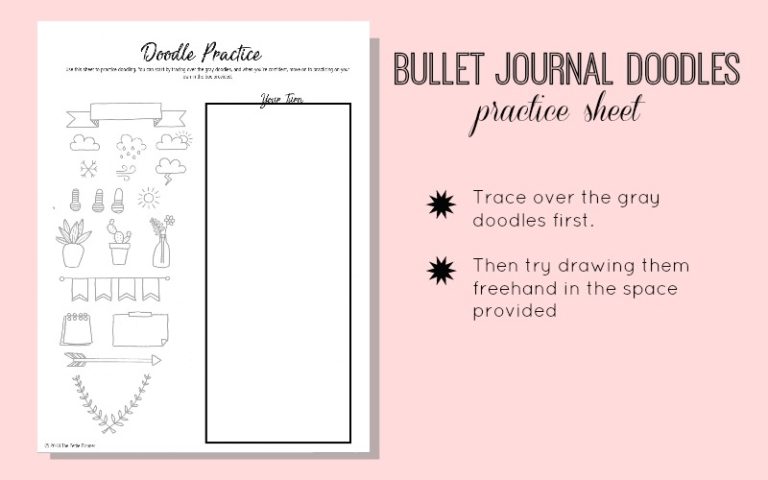 Free Printable Bullet Journal Doodles Practice Sheet ⋆ The Petite Planner