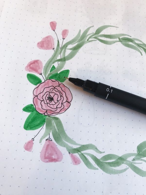 7 Step Easy Floral Wreath with Tombow Dual Brush Pens ⋆ The Petite Planner