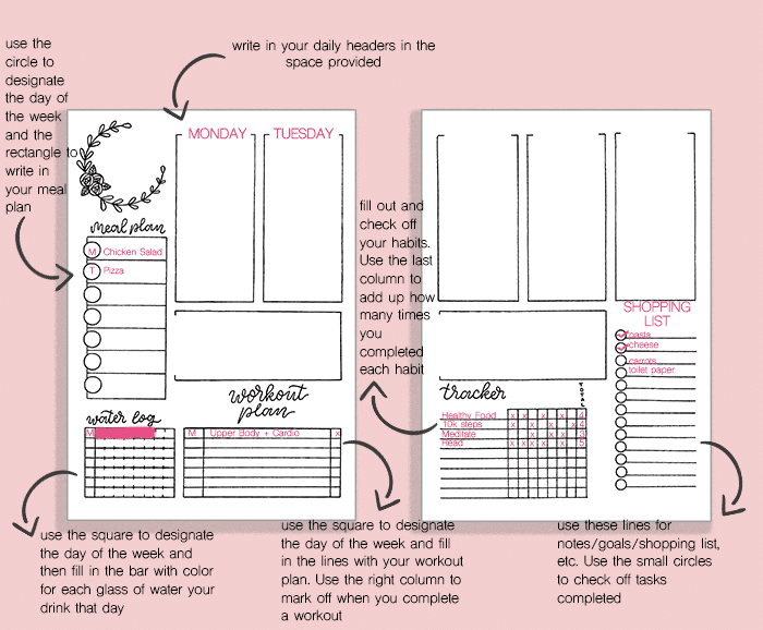 How to fill in your printable weekly spread