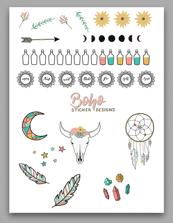 Free Printable Boho Doodle Stickers for Your Bullet Journal ⋆ The ...