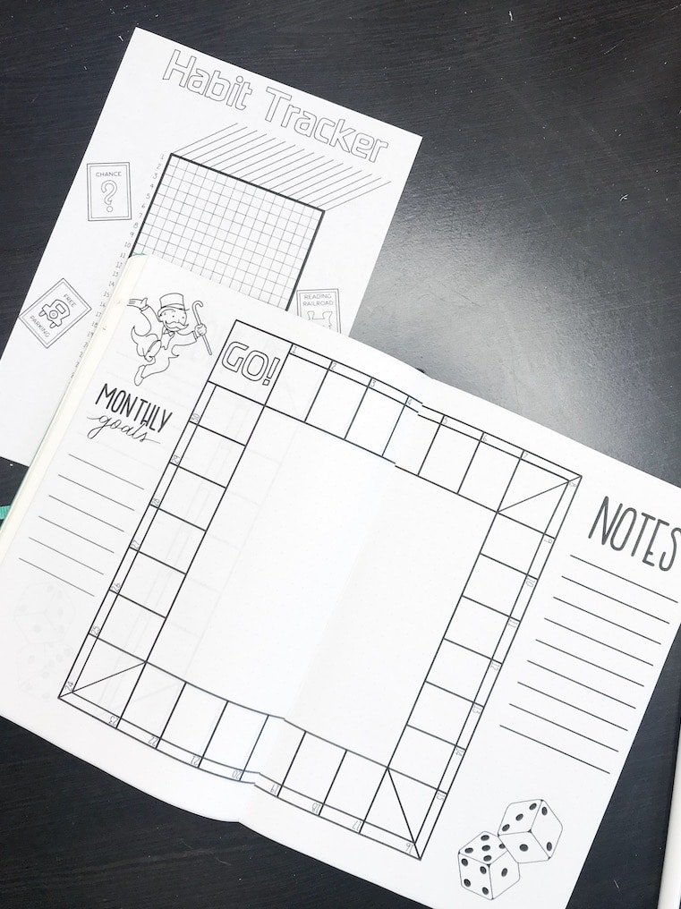 Monopoly theme in your bullet journal