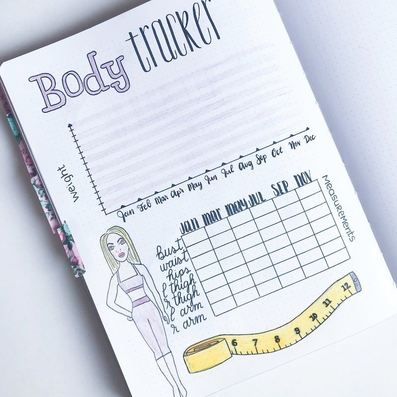 Weight and Measurement Tracker in Bullet Journal