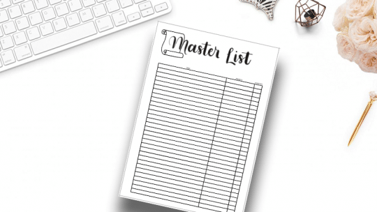master list bullet journal