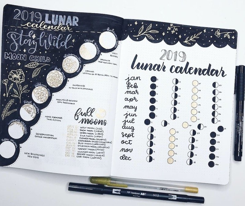 Bullet Journal Lunar Calendar Plus Free Printable