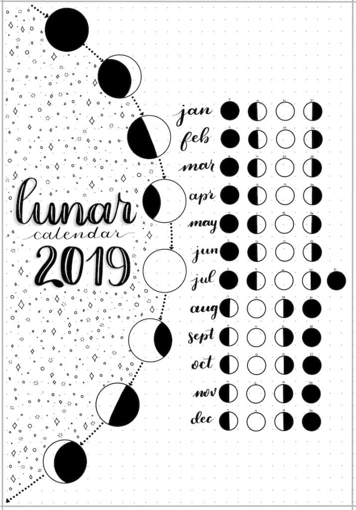 Printable Lunar Calendar for Your Bullet Journal