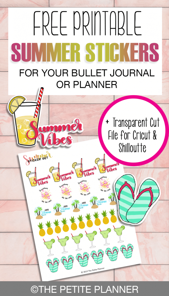 Free Printable Summer Stickers for Your Planner or Bullet Journal + Free Cut File for Cricut