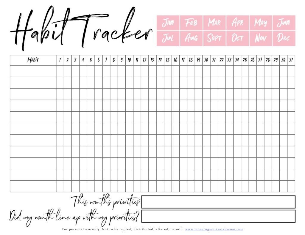 Downloadable Habit Tracker Weekly, Daily Digital Printable HABIT TRACKER Printable Productivity Planner Print At Home Habit Tracker