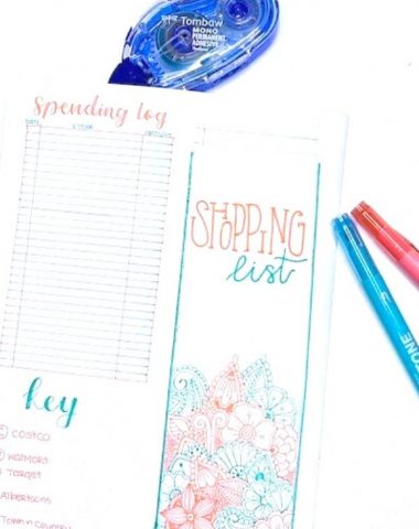 A shopping list made that can be stored in your bullet journal