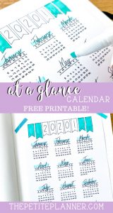 Free Year at a Glance Bullet Journal Printable 2020 ⋆ The Petite Planner