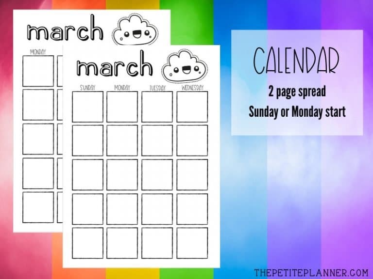 March 2020 Printable Bullet Journal Theme ⋆ The Petite Planner