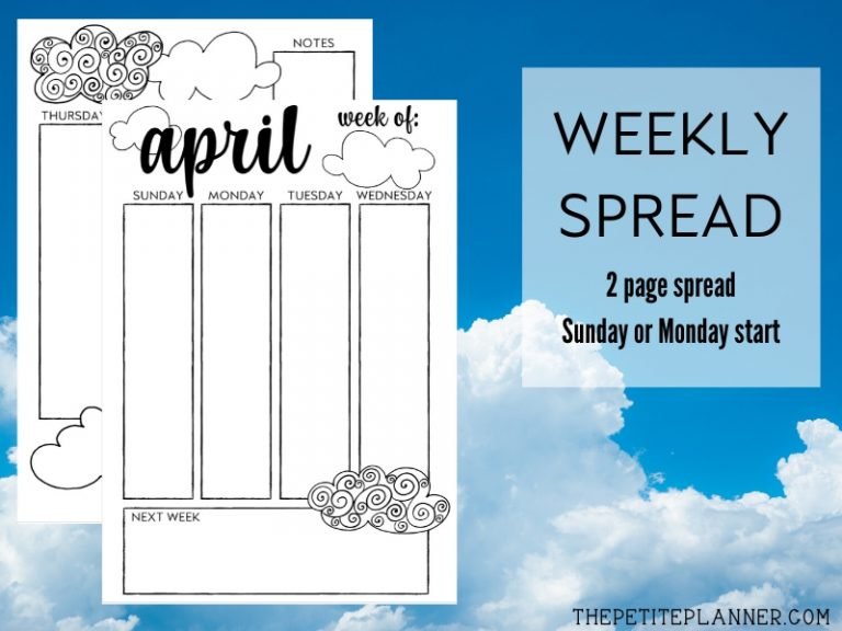 PRINTABLE April Bullet Journal Set Up (Cloud Theme ⋆ The Petite Planner