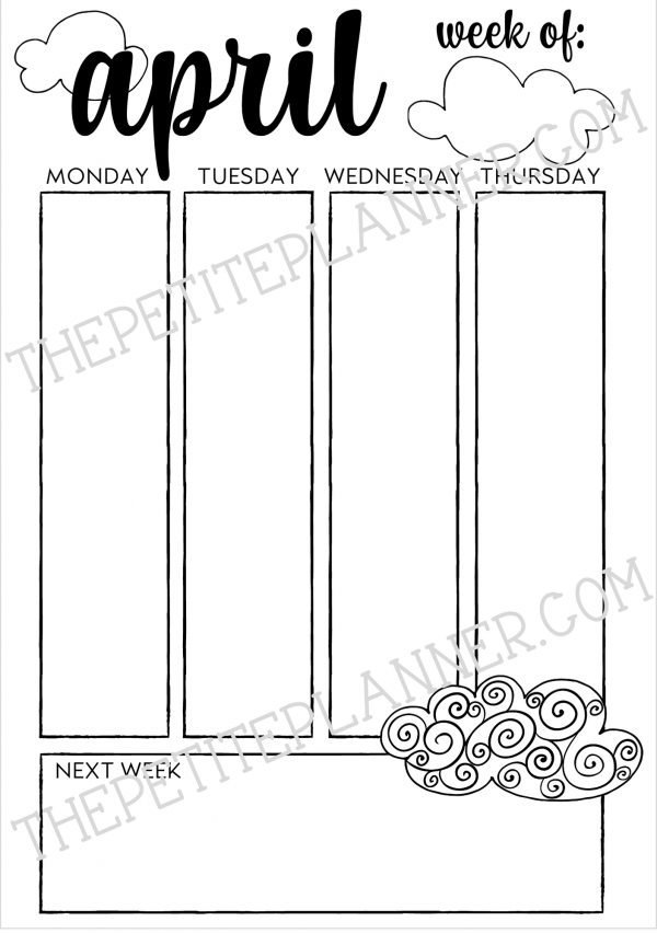 PRINTABLE April Bullet Journal Set Up (Cloud Theme ⋆ The Petite Planner