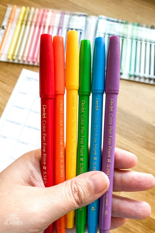 Pentel Color Pens in rainbow colors