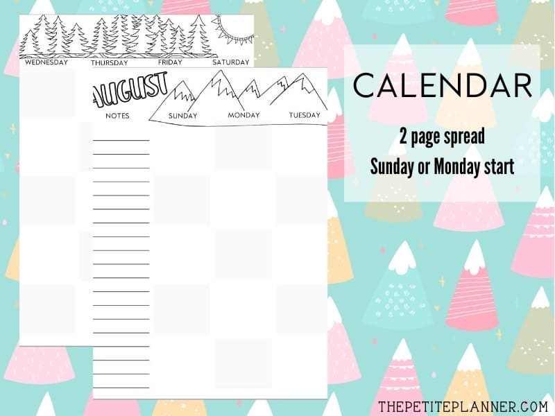 August Printable Journal Theme Pages