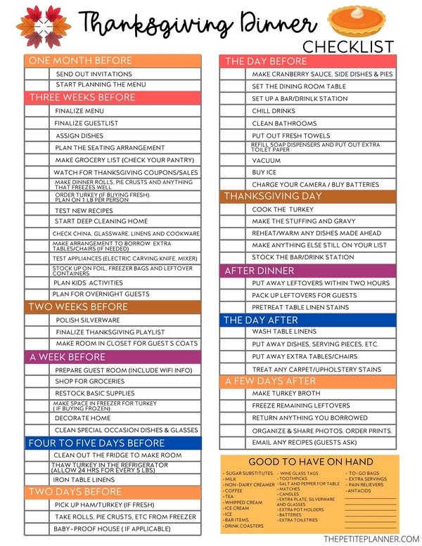 FREE Printable Thanksgiving Checklist Download & plan with ease!