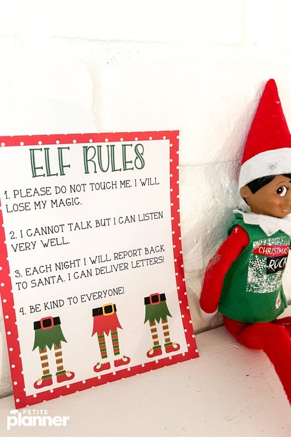 Free printable Elf Rules for Christmas
