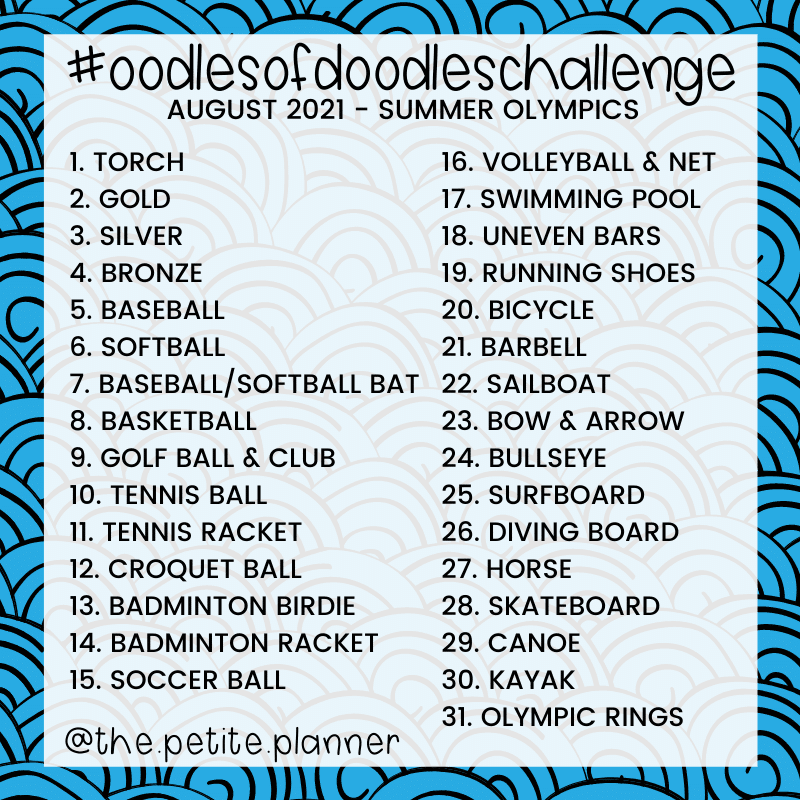 Sports Themed August Doodle Challenge Prompts