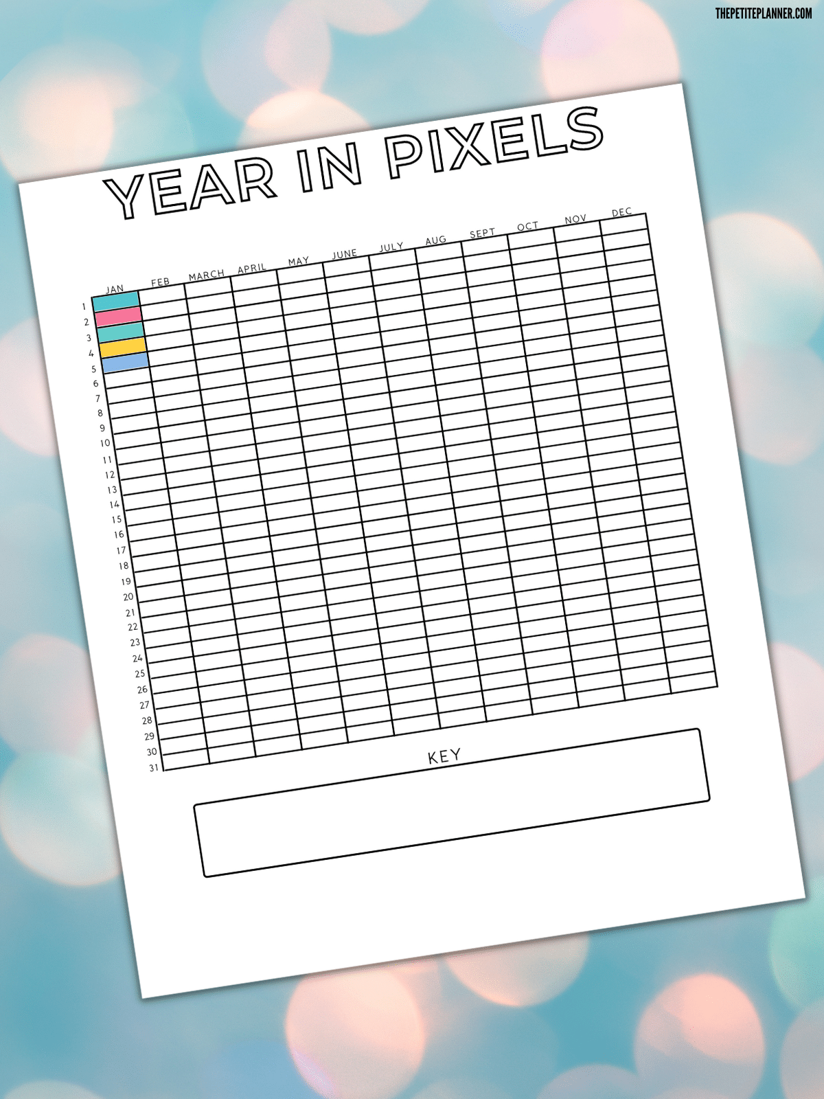 Printable Year in Pixels Chart for Bullet Journal