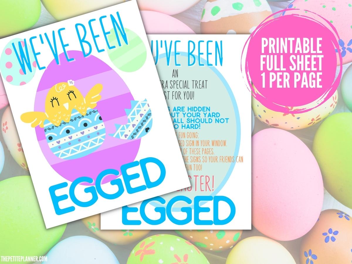 Image of printable You've Been Egged signs printables in full sheet size