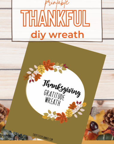 Thankful Wreath printable with thankful leave and wreath shape printable