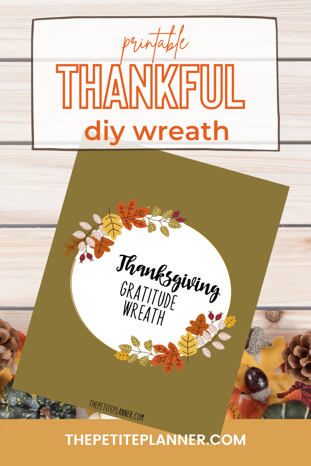 Thankful Wreath printable with thankful leave and wreath shape printable