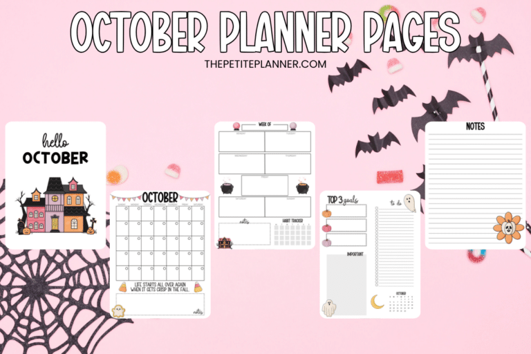 Printable October Planner Pages (Calendar, Habit Tracker)