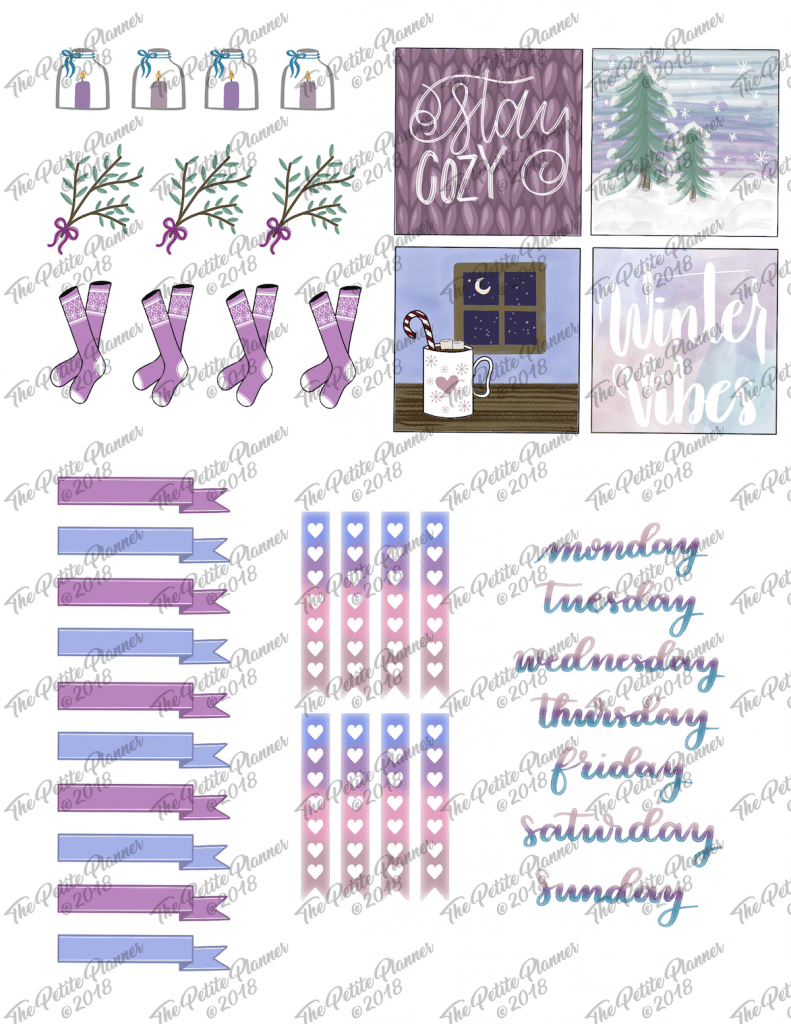 Printable December and January Stickers for your bullet journal