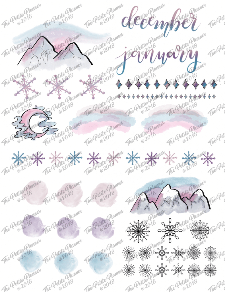 Printable Winter Stickers for Your Bullet Journal